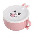 thumbnail image 2 of Pisexur Stainless Steel Double Layer Insulated Rabbit Fast Food Cup Large Capacity Plastic Stainless Steel Bowl With Lid Instant Noodle Bowl Pink,Free Size, 2 of 7