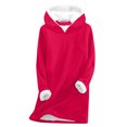 thumbnail image 1 of Hauts à Manches Longues pour Femmes, à Capuche, en Peluche Épaissie, Chauds, à Col Rond, 1 of 1