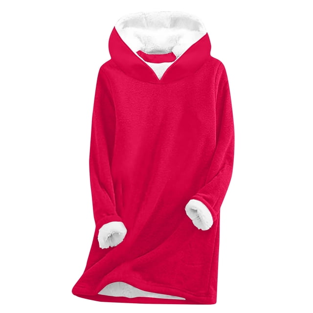 Hauts à Manches Longues pour Femmes, à Capuche, en Peluche Épaissie, Chauds, à Col Rond