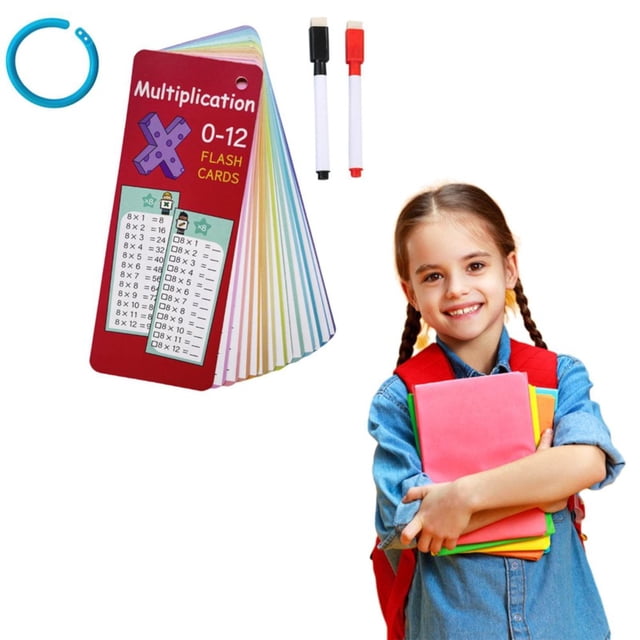 LEEYNEER Cartes Éclair de Multiplication 3e 6e Année 17 Pcs Table des Heures Cartes de Mathématiques avec Marqueurs Effaçables à Sec Outils d'Apprentissage Portables pour l'École à la Maison et la Salle de Classe