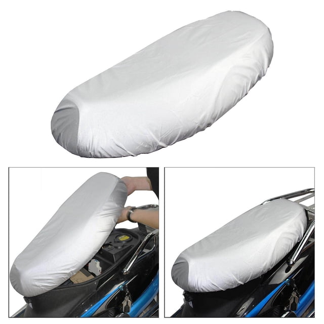 Motorcycle Seat Cover Motorbikes Waterproof Mopeds Pad Protector Silver Motorbike Dustproof Rainproof Sunscreen XL