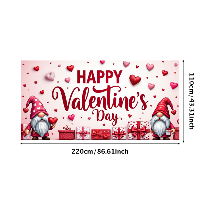 Valentines Day Gnomes Banner Party Backdrop Happy Valentines Background Home Decorations Indoor Outdoor Decor Photography Props