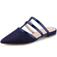 thumbnail image 1 of BLISSFUL STEP Mules Plates à Paillettes pour Femmes à Bout Pointu Bleu Profond US 6, 1 of 6