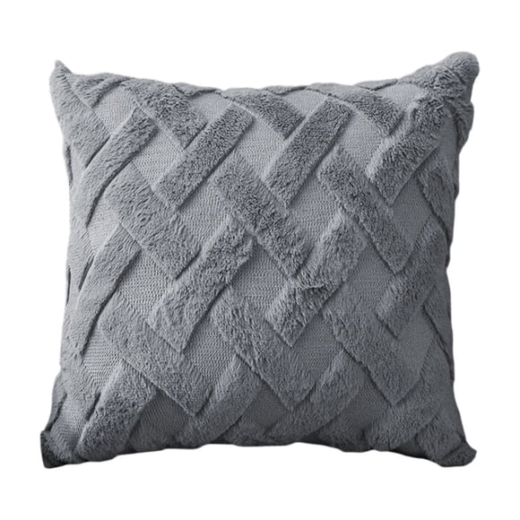 Gray Gray Flock Pillow Cover 40X40Cm Solid Color Plaid Cushion Case For Sofa Bed Living Room Soft Furry Texture Modern Home Decor Durable Fabric With Hidden Closure #KKOiw