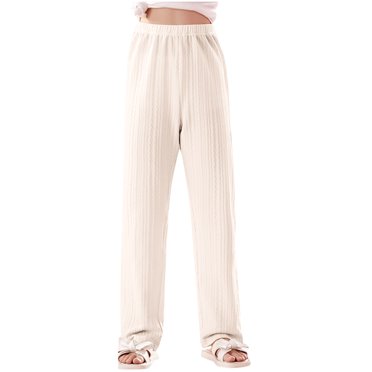 Posijego Pantalon de Détente à Jambe Grand pour Filles, Pantalon de Pyjama d'Été à Taille Élastique, Bas de Pyjama pour Enfants, Pantalon Décontracté