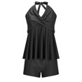 thumbnail image 4 of UPPADA Maillots de Bain 2 Pcs pour Femmes Haut Tankini Blouson et Bas Short Maillot de Bain Col Ras du Cou Bretelles Doubles Ajustables Contrôle du Ventre Maillots de Bain avec Soutien-Gorge Liquidation Noir,G, 4 of 7