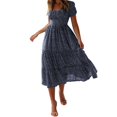 thumbnail image 1 of 2025 Robe d'Été pour Femmes Évasée Robes Courtes pour Femmes Robe à Manches Décontractée Imprimé Floral Robes Extensibles pour Femmes Décontractées Fluide Midi, 1 of 6