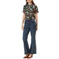 thumbnail image 2 of INSPIRE CHIC Blouse pour Femme à Fleurs à Volants Manches Courtes Col à Volants Blouses Décontractées m Vert Foncé, 2 of 6