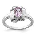 thumbnail image 1 of 925 Sterling Silver Rhodium Diamond and Pink Quartz Ring, 1 of 2