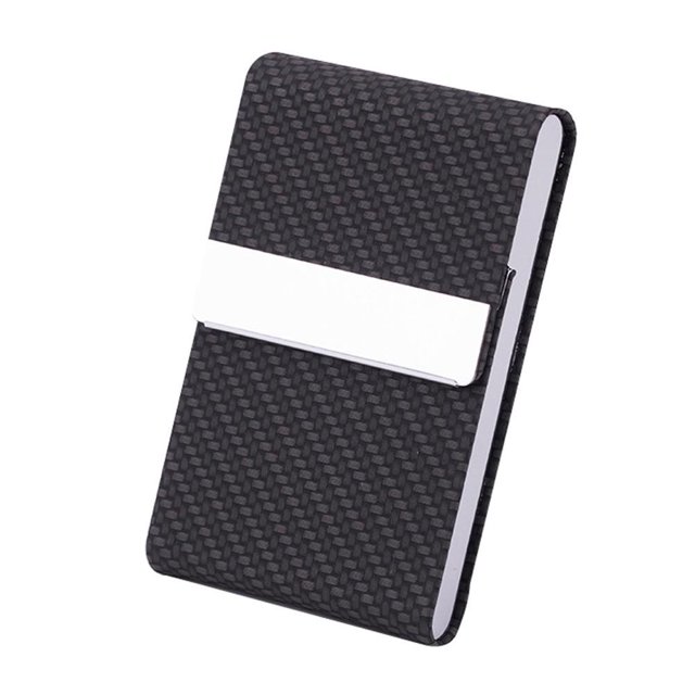 Business Card Case PU Leather Credit Card Holder High-capacity Magnetic Buckle Stainless Steel Name Card Holder