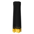 thumbnail image 4 of HKEJIAOI Liquidation des Ventes Robe Fleurie pour Femmes Robe d'Anniversaire Femmes Mode Sans Manches Imprimé Col Rond Longue Robe Maxi Robe Chemise de Plage Jaune, 4 of 5