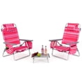 thumbnail image 1 of Costway 2-Pack Folding Backpack Beach Chair Table Set 5-Position Outdoor Reclining Chair Hot Pink, 1 of 9