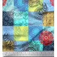 thumbnail image 1 of Soimoi Satin Silk Fabric Mandala & Paisley Patchwork Print Sewing Fabric Yard 42 Inch Wide, 1 of 3