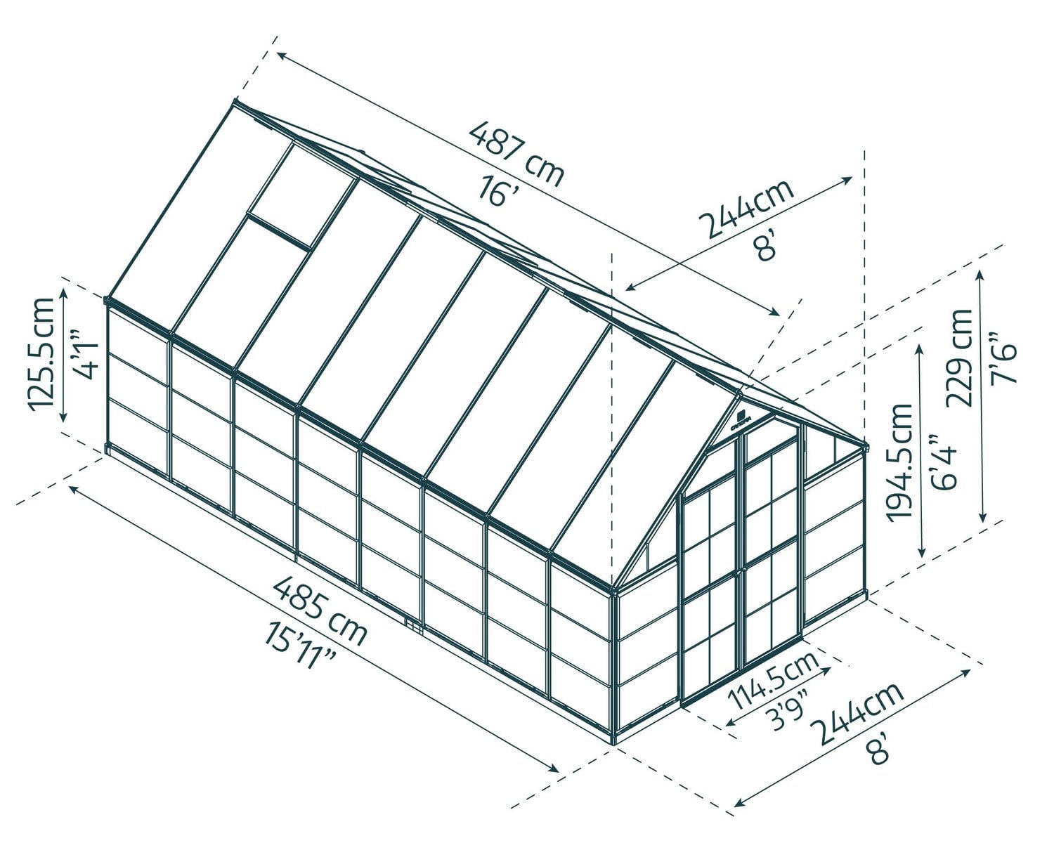 CANOPIA par PALRAM Balance 8 pi x 16 pi Ensemble de serre - Argent