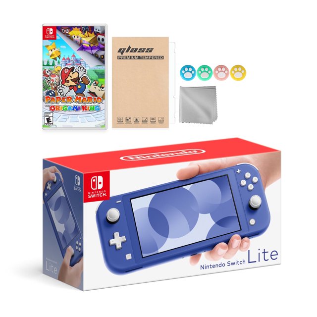 Nintendo Switch Lite Blue, Paper Mario: The Origami King & Mytrix Accessories