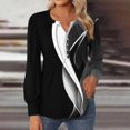 thumbnail image 2 of FAIWAD Women's V Neck Long Sleeve Tunic Tops Print Pleated Layered Button Down Slim Pullover Tops, 2 of 5
