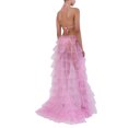 thumbnail image 3 of Fortune Women Tulle Skirt Solid Color Mesh Irregular Floor Length Party Skirt, 3 of 6