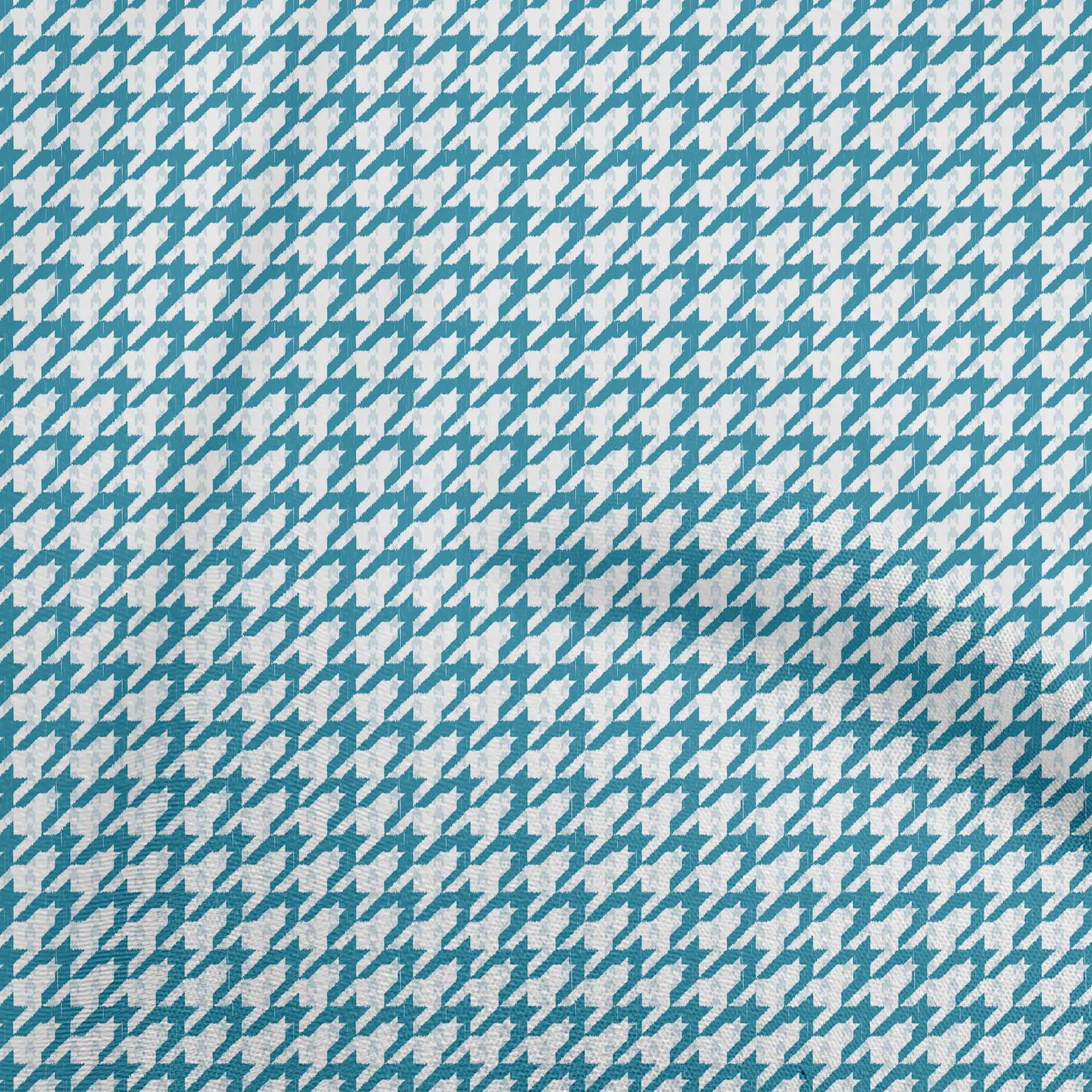 oneOone Velvet Teal Blue Fabric Houndstooth Craft Projects Decor Fabric Printed By The Yard 58 Inch Wide