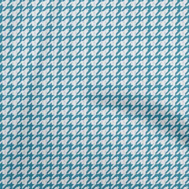 oneOone Velvet Teal Blue Fabric Houndstooth Craft Projects Decor Fabric Printed By The Yard 58 Inch Wide