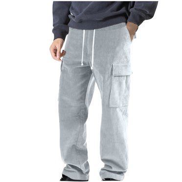 EGNMCR Men's Lightweight Pants, Cargo Pants Men, Linen Pants Men Men's And Linen Elastic Waist Blended Breathable Comfortable Soft Cargo Pocket Casual Trousers Full Length Pants Men Pants