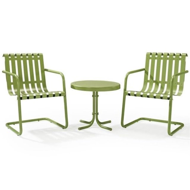 Crosley Gracie 3 Piece Metal Patio Conversation Set in Oasis Green