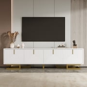 Euroco Wood TV Stand with Cabinets, Modern Entertainment Center for TV, Black