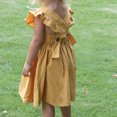 thumbnail image 4 of FAIWAD Robe en Coton et Lin pour Tout-Petit Fille, Manches à Volants, Sans Manches, Dos Croisé pour Enfants, Robe d'Été Boutonnée, 4 of 7