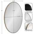 thumbnail image 2 of Kate and Laurel Elmora Glam Oval Fluted Wall Mirror, 23 x 32, Gold, Rounded Bathroom Mirror with Beveled Edge for Use as Vertical or Horizontal Mirror, 2 of 8