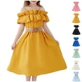 thumbnail image 1 of Tranfacy Robes d'Été pour Ados, Robes d'Été pour Filles, Robe à Bretelles Sans Manches Unie pour Filles de 6 à 13 Ans, Robe Mode Plissée et Fluide, 1 of 3