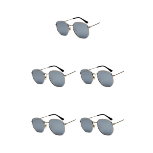 Thinsony Hexagonal Polarized Lightweight Frame Unisex Protection PC Hexagon Men Women Comfortable silver white silveC4 5Set