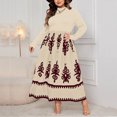 thumbnail image 1 of Ovzne Robes d'Été pour Femmes 2025 Robe Femme Mode pour Femmes Style Ethnique Imprimé Col Rond Manches Longues Robe Facile Robe de Printemps à Manches Longues Imprimée Liquidation, 1 of 7