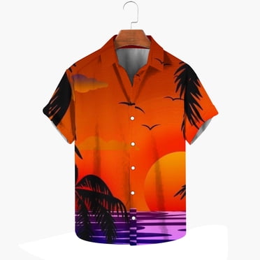Pisexur Hawaiian Tropical Shirts for Men 2024 Regular Fit Turndown Collar Beach Shirts Tops Summer Coconut Tree Print Button Down Blouses Short Sleeve Fashion Casual Shirts for Men Beach Vacation