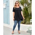 thumbnail image 4 of LARACE Plus Size Tunic Tops for Women Pleated Flowy Short Sleeve Shirts Black 5X, 4 of 5