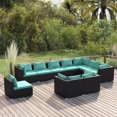 thumbnail image 1 of vidaXL 10 Piece Garden Lounge Set with Cushions Poly Rattan Black, 1 of 4