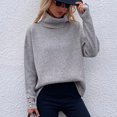 thumbnail image 2 of Yuyuzo Womens Sweater Long Sleeve Pullover Turtleneck Tops with Button Cuff Winter Fall Casual Solid Color Sweaters, 2 of 6