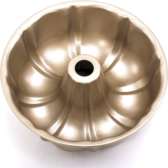 DEBGFS Bundt Form Pan (Size 25.5 x 8 cm, 0.7 mm), Premium Gold Colour Non-Stick Round Cake Tins, Durable Cake Trays for Baking