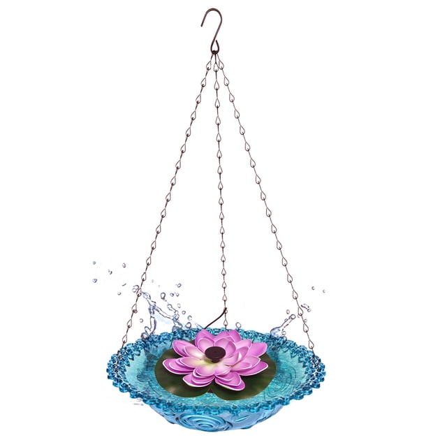 Liyamei Hanging Bird Bath With Solar Functional Bird Bath Bubbler Birdbath Water For Hummingbird Feeder Drinking