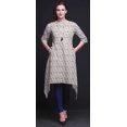 thumbnail image 2 of Bimba Kurti Asymétrique Bleu à Imprimé Géométrique Shibori pour Femmes, Robe d'Été Indienne Tunique XXX-Large, 2 of 6