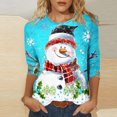 thumbnail image 1 of Jienlioq Hauts Grande Taille pour Femmes Mode T-Shirt Décontracté de Noël pour Femmes à Imprimé Col Rond Manches 3/4 Haut Blouse Rabais, 1 of 5