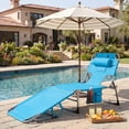 thumbnail image 2 of Gymax Chaise Longue de Plage Portable avec 5 Positions Réglables - Ensemble de 1, Bleu, 2 of 8