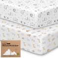 thumbnail image 1 of 2-Pack Pack and Play Sheets, Waterproof Mini Crib Sheets Fitted - Organic Cotton Pack N Play Sheets for Graco Pack and Play Mattress, Playard Baby Cr, 1 of 9