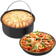 MesaSe 2Pcs Air Fryer Accessory Durable Air Fryer Pizza Pan and Baking Cake Barrel with Non-Stick Coating  Baking Cake Pan Set Large and Small Air Fryer Deep Cake Barrel for Air Fryer