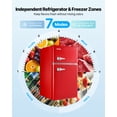 thumbnail image 4 of VEVOR Mini Fridge with Freezer, 3.2 Cu.Ft, Two Door Compact Refrigerator with Adjustable Temperature, Glass Shelf, Energy Efficient Dorm Fridge, Red, 4 of 9