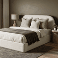 thumbnail image 2 of Aykah Lunel Boucle King Bed Frame with Storage, Upholstered Headboard, Metal Bed Frame King Size with Headboard, Hydraulic Storage System, No Box Spring Required (Marshmallow Boucle), 2 of 10