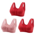 thumbnail image 2 of ylioge 3 Pack Plus Size Womens Front Closure Bras M-7XL No Underwire Push Up Underwear Bra Multipack Full Coverage Soft Support Bralettes, 2 of 6
