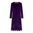 thumbnail image 4 of Bocqde Robe en Velours Doré pour Femmes Grande Taille Mode Décontractée à Manches Longues à Col Rond Robe Automne Hiver Douce et Confortable Robe Midi pour Femmes, 4 of 6