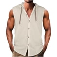 thumbnail image 1 of Birdeem Vest for Men Men Casual Solid Color Solid Color Sleeveless Hooded Blouse, 1 of 1