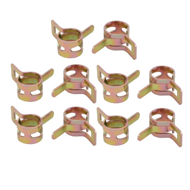 Unique Bargains 10 Pcs 9mm Spring Band Type Action Fuel Hose Pipe Air Clamp Bronze Tone