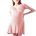 thumbnail image 1 of Robe de Maternité à Manches Courtes pour Femmes, Col en V, Volants, Chemise de Nuit de Maternité, 1 of 3
