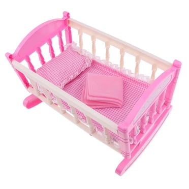 Lovely Reborn Doll Bed Cradle Bedding Set, For 9-11inch Doll, Also For Dollhouse Infant Bedroom Furniture Toy Decor